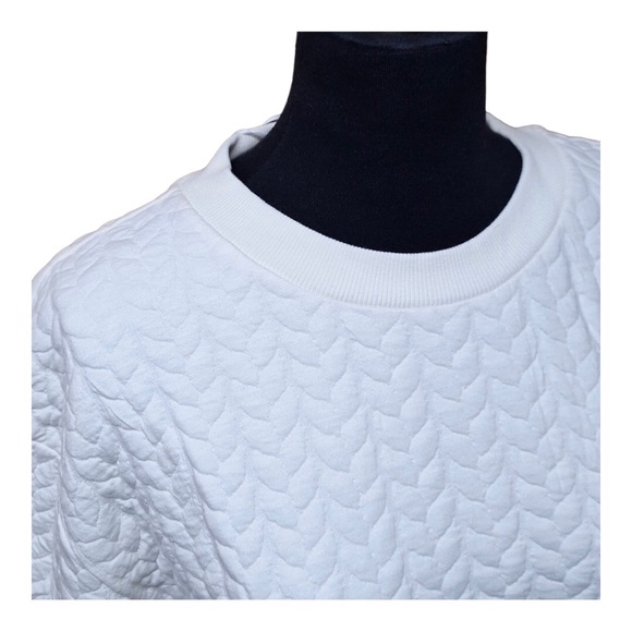 Laila Ali Cable Knit Sweatshirt Jacquard Pullover Sweater in Whisper White. NWT! - Picture 3 of 5